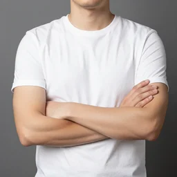 man wearing short sleeves with crossed arms