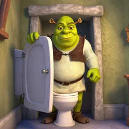 shrek opening toilet door