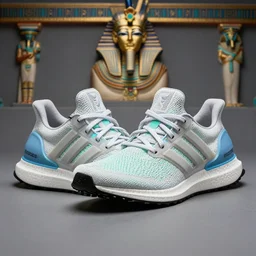 beautiful, adidas, ultraboost shoes, ancient egypt, nike, sports shoes, stockx, symmetrical, opal colors, granularity, macro, 8 k post - processing, studio lighting, photorealistic, highly detailed, trending, centered, ray traced, hyperrealistic, perfect form, anatomically correct