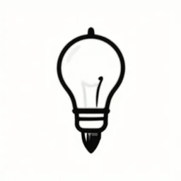 lamp and paint brush logo, black and white, vector, line art