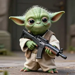 yoda but he has a tec - 9 and is about to kill you