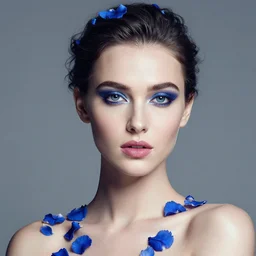 studio portrait absurdly beautiful, elegant, graceful, lyanna stark, young hypercolorful contrast sensual gravure idol blue petals, ultrafine hyperrealistic detailed face illustration by kim jung gi, irakli nadar, intricate linework, sharp focus, bright colors, matte, octopath traveler, final fantasy, unreal engine highly rendered, global illumination, radiant light, intricate environment