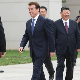 sylvester stallone walking around laughing with xi jinping on his back