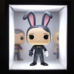 Funko Pop doll of Jessica Rabbit taken in a light box with studio lighting, some background blur