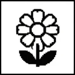 pixel art pixelated of single flower, black and white, in the style of iglooghost