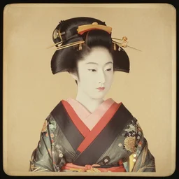 Portrait Photograph of a Japanese Geisha Heliochrome Plate