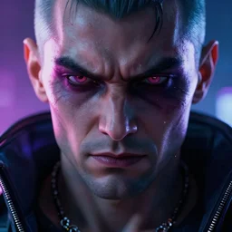 cyberpunk villain, close - up, face detail