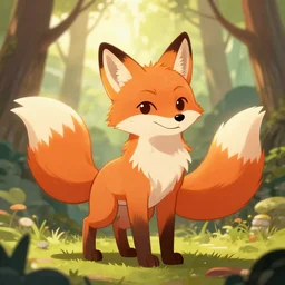 a pretty medieval anthropomorphic fox with a fluffy tail in the forest, comic art, trending on furaffinity, cartoon, kawaii, backlighting, furry art!!!, warm shading, concept art, radiant light