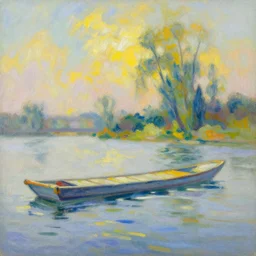 a floating bridge impressionist painting