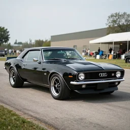 all black audi camaro b 1 ( 1 9 6 7 ), restomod, establishing shot