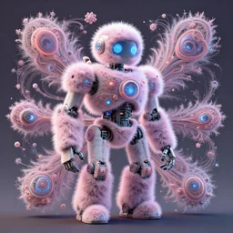 a fluffy cyberpunk robot fractal:: by Martine Johanna and Simon Stålenhag and Chie Yoshii and Casey Weldon and Guillermo del toro :: ornate, dynamic, particulate, pastel colors, intricate, elegant, highly detailed, centered, artstation, smooth, sharp focus, octane render, 3d