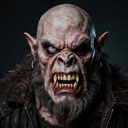 grimpunk vile reprobate portrait portrait Cyclops Ogre grimaces with horrible tusks face eye nose septum ring ears Dave Dorman