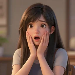 a surprised girl, digital art, highly - detailed, artstation cgsociety masterpiece