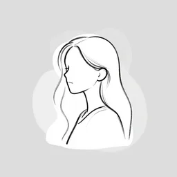 beautiful minimalistic oneline drawing of girl. black and white sketch art. minimal logo