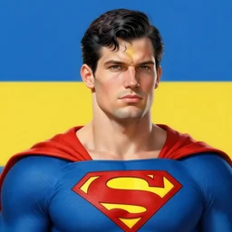 ukrainian superman, blue and yellow background, portrait, intricate, elegant, highly detailed, digital painting, artstation, concept art, wallpaper, smooth, sharp focus, illustration, art by artgerm and greg rutkowski and alphonse mucha