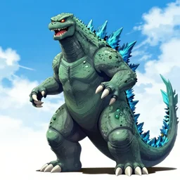 godzilla in the style of ken sugimori pokemon creature character art, gamefreak, 8 k, illustration