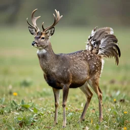 a feathered deer with bird feathers, national geographic, peakcock feathers, photorealistic, photo, nature photography, trending on artstation, highly detailed, full body