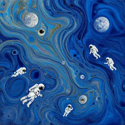 beautiful liquid ink in acrylic paint texture with big oil bubbles and little astronauts and moons. harmonic kilian eng vibrant naval colors marble abstraction. ultradetailed realistic art. jean - dragan bibin, beksinski, zawadzki, shaun downey, zoey frank, phil hale, james gurney, frank frazetta, jehan georges vibert, daniel e. greene