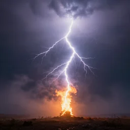 amazing lightning art, fog, octane render, ray tracing, realistic fire sharp focus, long shot, 8 k resolution, cinematic