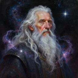 beautiful oil painting with high detail of a wise Space ent made of stars and plasma, hybrid from dungeons and dragons and art direction by James Cameron ;by artgerm; wayne reynolds art station; cinematic quality character render; low angle; ultra high quality model; production quality cinema model; Cyberpunk