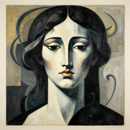 epic concept art. abstract female face silhouette mixing with black and color liquid fluid. abstract sculpture. art deco swirls. masterpiece, michelangelo. concept art, matte painting. symbolism. section d'or, futurism, cubism, modernism. greg rutkowski, wlop, victo ngai, kandinski, robert delaunay