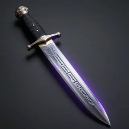 european broad sword, narrow blade, vertical running runes on the blade, inscriptions on the blade, highly detailed, 4 k, 8 k, intrinsic design, light purple aura, cinematic lighting, dark grey tint metal, octane render, artstation