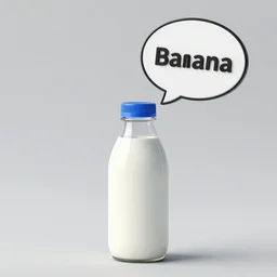 bottle of milk with a text bubble coming out of it saying banana phone, blender, 3d render, octane renderer, high detail