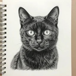 black cat pencil drawing