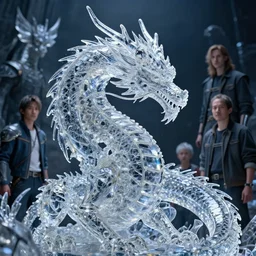 A beuatiful portrait of a crystalized dragon by Greg Rutkowski, beeple, Sung Choi, Mitchell Mohrhauser, Maciej Kuciara, Johnson Ting, Maxim Verehin, Peter Konig, final fantasy, macro lens , 8k photorealistic, cinematic lighting, HD, high details, dramatic, dark atmosphere, trending on artstation