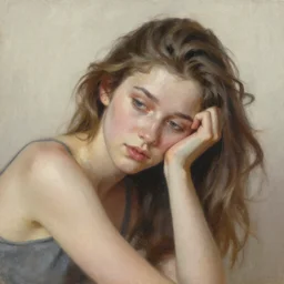 a _ portrait _ of _ a _ beautiful _ vivien leight _ _ bored _ illustration _ soft _ lighting _ soft _ details _ painting _ oil _ on _ canvas _ by _ edmund _ blair _ lei _ - h 7 6 8