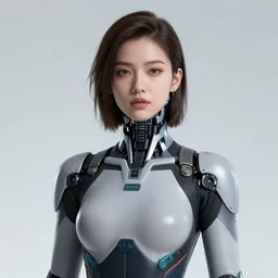 A portrait of beautiful female cyberpunk with cybernetic neck in a bodysuit by, WLOP, Krenz Cushart and Guweiz trending on ArtStation