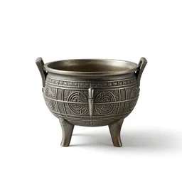 art deco cauldron, studio product photography, isolated on a pure white background, centered, entire object in frame, sharp focus, soft studio lighting