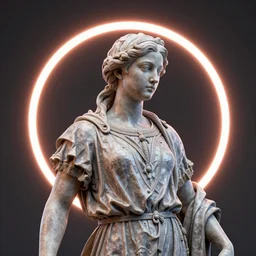 renaissance statue, digital art, bright neon ring, 3 d render, ray tracing, hyper - realistic, hyper detailed, 8 k resolution, sharp focus