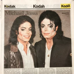 original newspaper from the day michael jackson married, kodak 5 0 mm, makro lense, 8 k