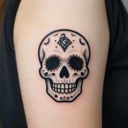 a small vector tattoo design. h. r. giger sugar skull.