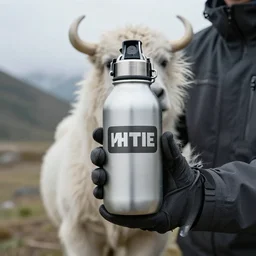 yeti holding a yeti bottle