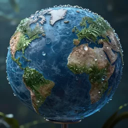 a world of dew, and within every dewdrop a world of struggle., fantasy intricate elegant, lush volumetric lighting 3 d modelling