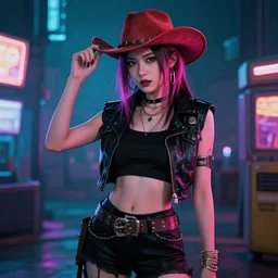 cyberpunk cowboy girl,