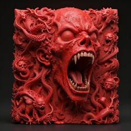 red scream by takashi murakami, greg hildebrandt, jeffrey smith and zdzisław beksiński, 3d render, octane render, intricately detailed artwork, full 8k high quality resolution, recently just found unknown masterpiece