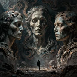 illusions, souls, abstract art, horror, artstation hq, in style of simon c page