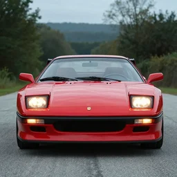 Nineties Italian sports car with hidden headlamps, commercial photo shoot