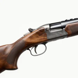 professional display photograph of an apple brand double barrel shotgun, white background, very intricate, very detailed, 8 k,