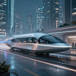 hyperloop, modern city, cyberpunk setting