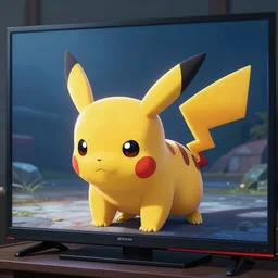 Pikachu crawling out from TV screen