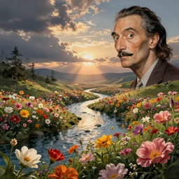 digital painting surrealism flower river flowers valley at sunrise surreal esao andrews escher victor enrich dali