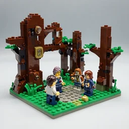 detailed creepy fantasy scene from pan's labyrinth, rendered in lego