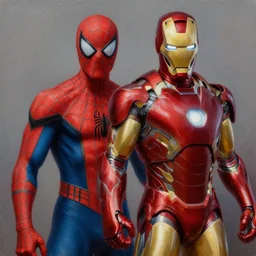 photorealistic, hyperdetailed oil painting of spider - man and iron man hybrid, physically based rendering, octane render