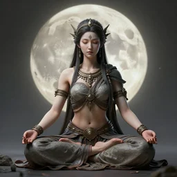 kali goddess moonpunk warrior meditating in a beautiful place, perfect face, fine details, studio lighting, subtle shadows, art by katsuya terada, photorealism, hyper realism, octane render, hyper detailed, canon eos r 3, f / 1. 4, iso 2 0 0, 1 / 1 6 0 s, medium shot, 8 k, raw, unedited, in - frame,