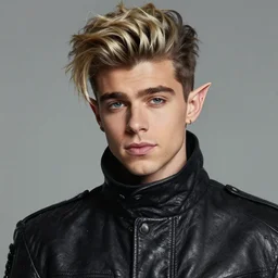 portrait painting of zayn malik as an elf by jeremy mann, wearing leather high collared jacket, only one head single portrait, pointy ears