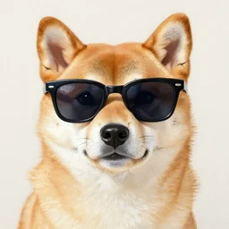 shiba inu dog wearing sunglasses, oil pastel portrait